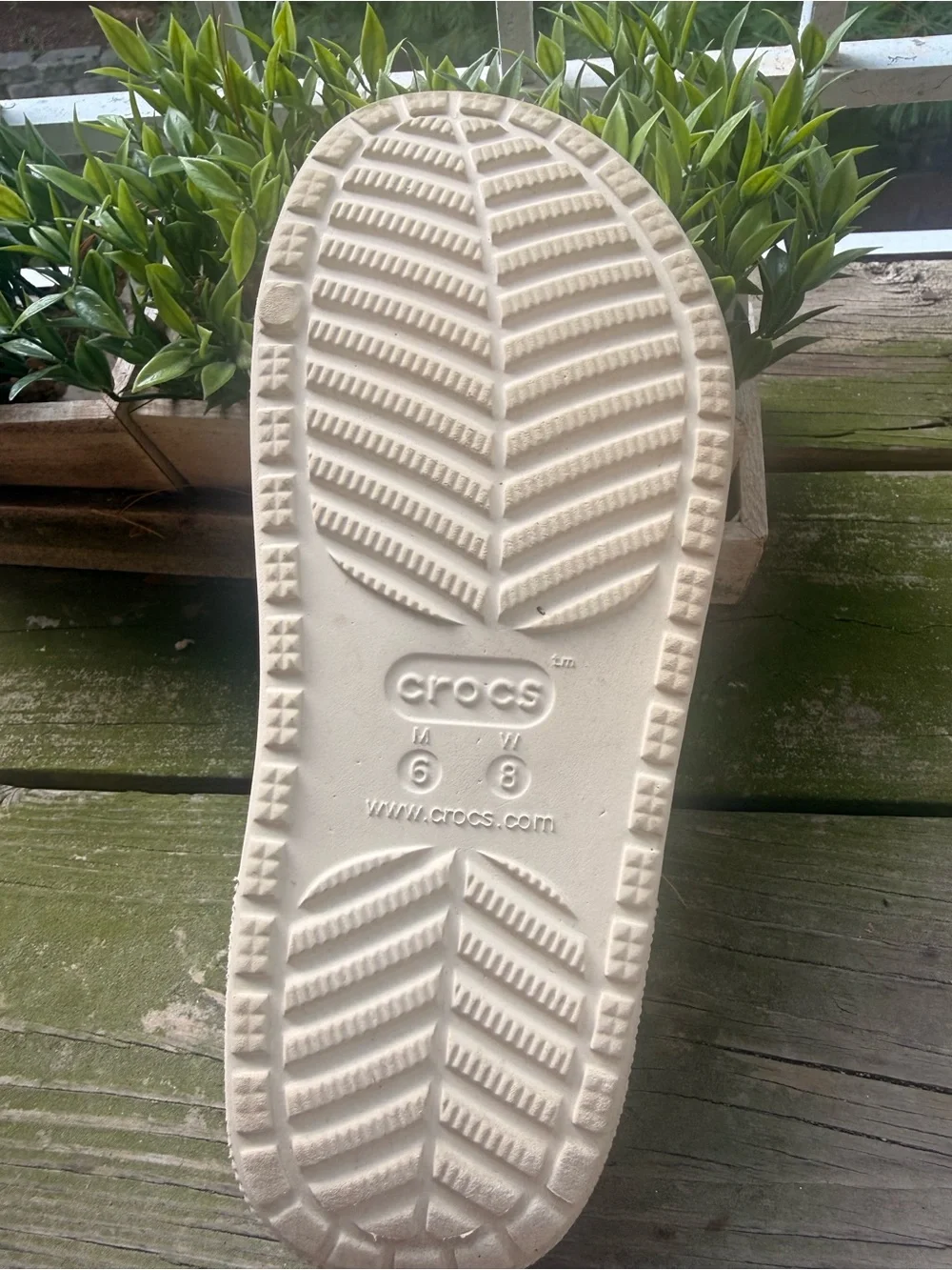 Warm Beige Crocs Slides – Size W8/M6